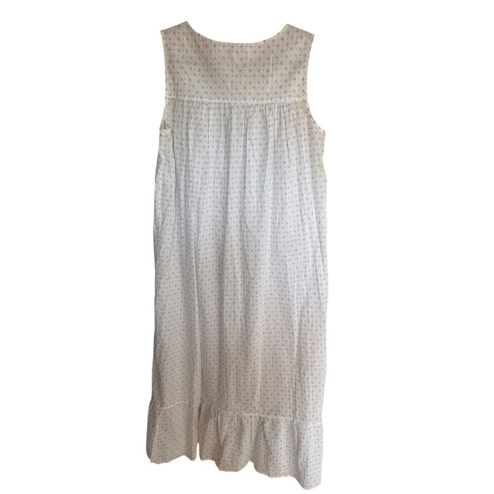 Eileen West Womens Nightgown Size M White Blue Floral Eyelet Trim Pullover New - Picture 15 of 15